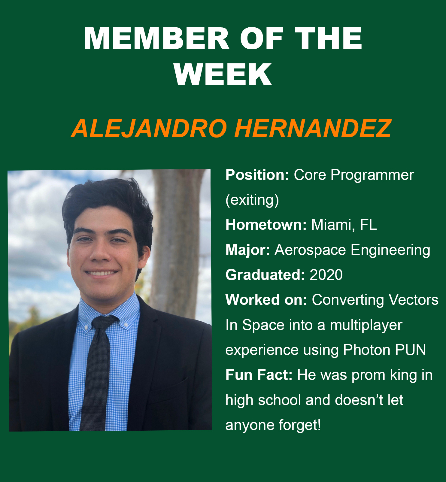 alejandro, member of the week